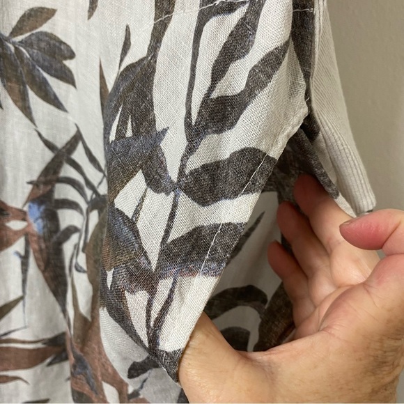 Lungo L’arno Linen Made In Italy Botanical Tropical Print Dress - Picture 4 of 12